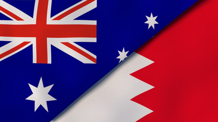 The flags of Australia and Bahrain. News, reportage, business background. 3d illustration