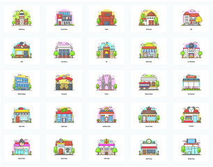 Pack Of Stores Flat Icons 