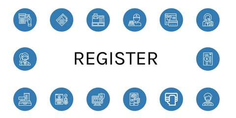 register simple icons set