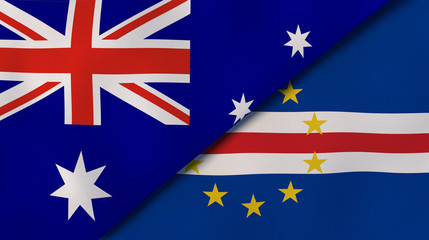 The flags of Australia and Cape Verde. News, reportage, business background. 3d illustration