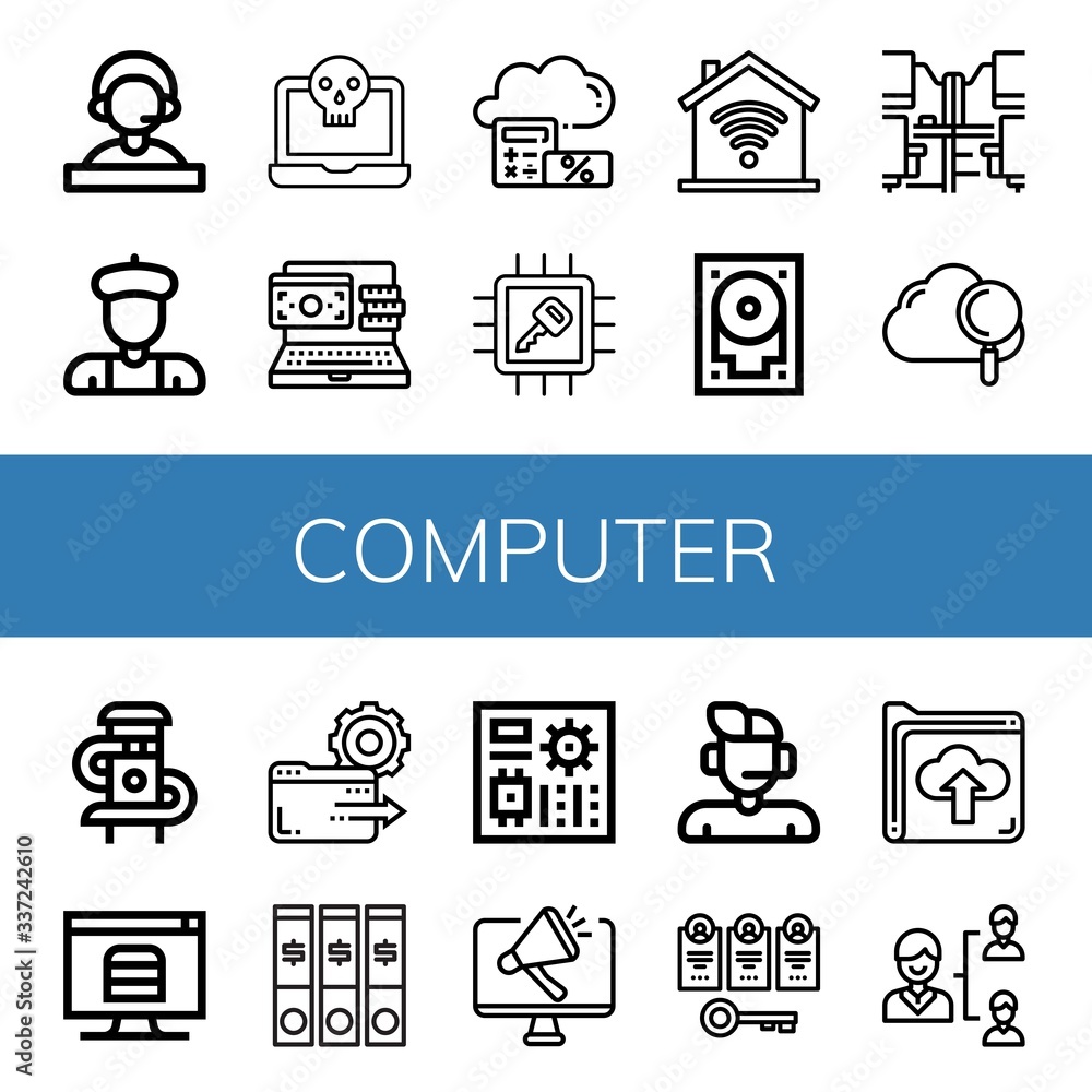 Poster computer simple icons set