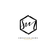 S M SM Initial logo template vector. Letter logo concept