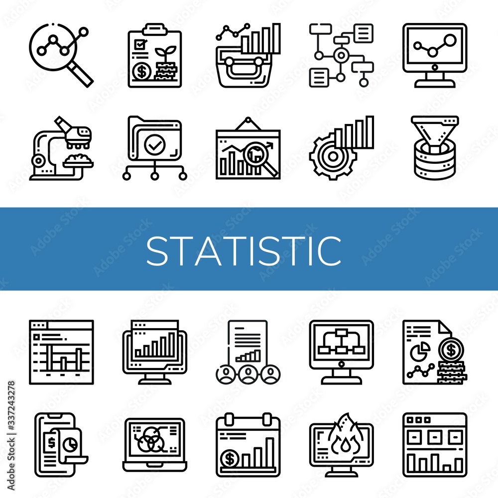 Poster statistic simple icons set