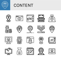 Set of content icons
