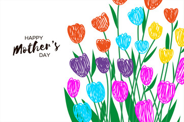 Tulips. Different colorful flowers on white background. Happy Mothers day. Spring time. Happy womens day.