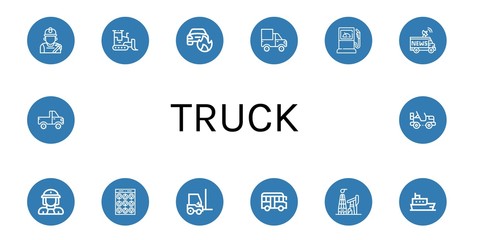 truck simple icons set