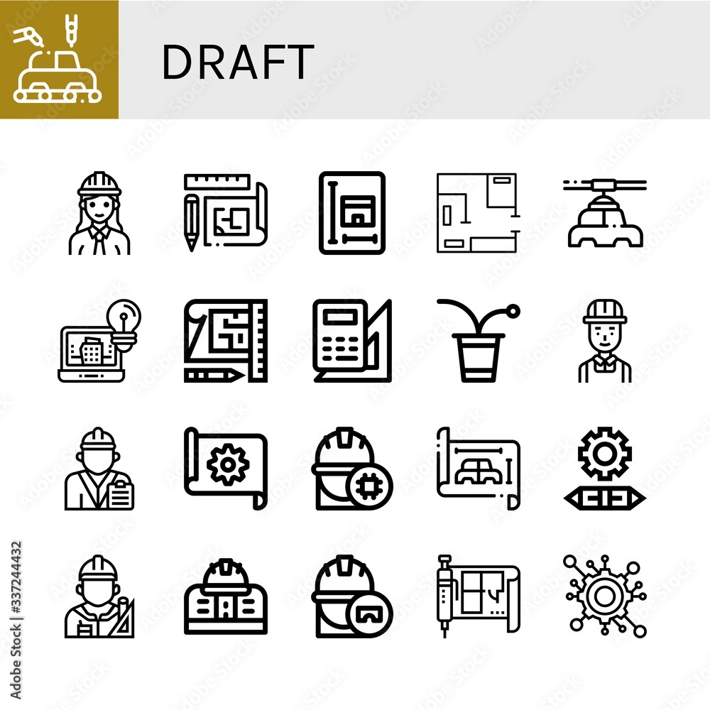 Poster draft simple icons set