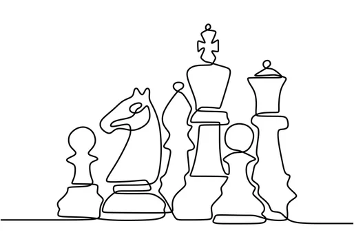 Continuous Line Drawing Vector Design Images, Continuous One Line Drawing  Of Chess Pieces Minimalist Design Isolated On White Background Group Of  Players Tactic Concept, Wing Drawing, Pie Drawing, Sign Drawing PNG Image
