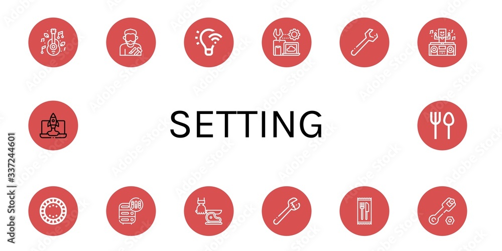 Poster set of setting icons