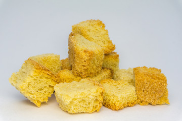 white bread crackers on a white background 