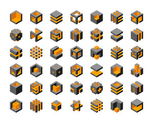 Cube logo vector design.  Cubes 3d set template graphic elements. - obrazy, fototapety, plakaty