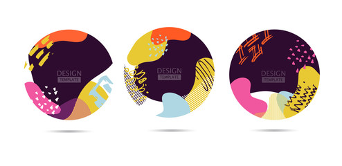 Social media story templates. Abstract pattern. Seasonal sale banner. Trend background.  Bright colored with hand drawn scribbles  Birthday party or anniversary invitation. Pattern background set.