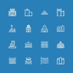 Editable 16 town icons for web and mobile