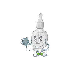 A dedicated Doctor bottle with pipette Cartoon character with stethoscope