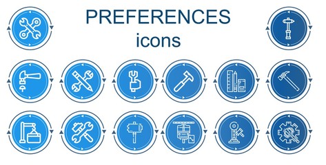Editable 14 preferences icons for web and mobile