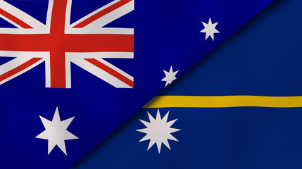 The flags of Australia and Nauru. News, reportage, business background. 3d illustration