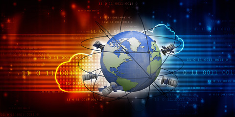 3d illustration Space satellite orbit
