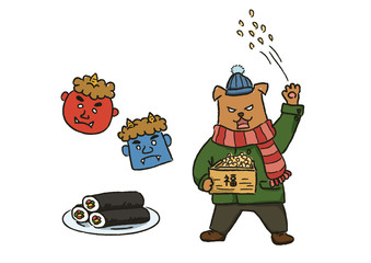 犬のイラスト［年中行事］