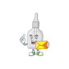 Cute face bottle with pipette mascot design bring brown envelope