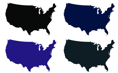 USA United states of America colorful vector map silhouette