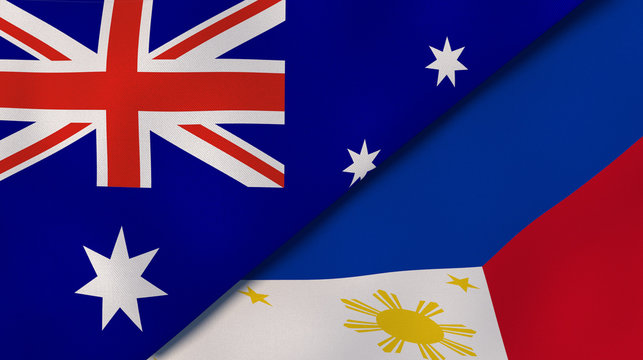 The flags of Australia and Philippines. News, reportage, business background. 3d illustration