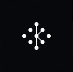 Minimal elegant monogram technology logo. Outstanding professional trendy awesome artistic K initial based Alphabet icon logo. Premium Business logo white color on black background