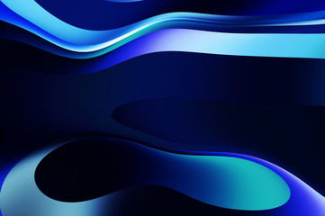 Fluid abstract background with colorful gradient. 2D illustration of modern movement.