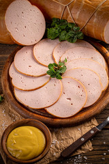 Close up of delicious deli meats