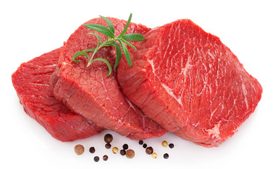 Raw beef meat on white background - 337250851