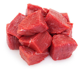 Raw beef meat on white background - 337250876