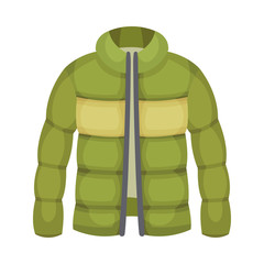 Green Puffer Jacket as Male Clothing Item Vector Illustration