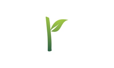 vector icon letter r with leaves or plants design logo