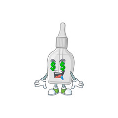 mascot character style of rich bottle with pipette with money eyes