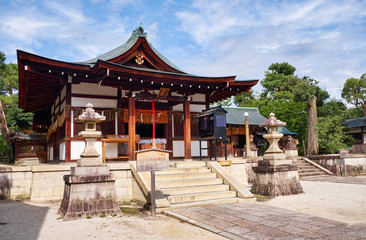 Naklejka premium The Haiden of Shikichi-jinja Shrine (Wara-tenjin). Kyoto. Japan