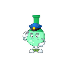 A dedicated Police officer of green chemical bottle mascot design style