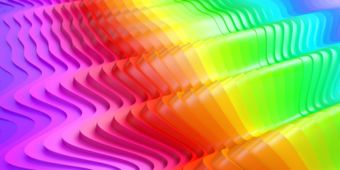 Abstract 3D-rendering rainbow colors wave surface background