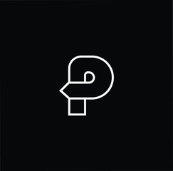Minimal elegant monogram art logo. Outstanding professional trendy awesome artistic P initial based Alphabet icon logo. Premium Business logo white color on black background