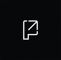Minimal elegant monogram art logo. Outstanding professional trendy awesome artistic P initial based Alphabet icon logo. Premium Business logo white color on black background