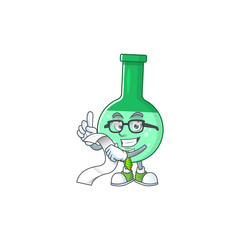 Mascot cartoon concept of green chemical bottle with menu list