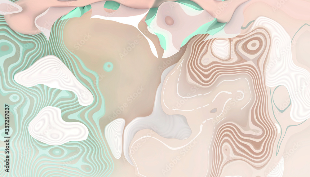 Poster abstract curves background green - red waves and artistic curves.exotic and modern - 3d rendering