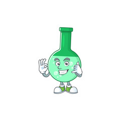 Green chemical bottle mascot cartoon design make a call gesture