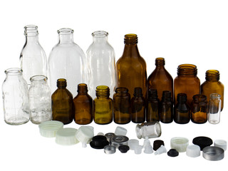 empty transparent glass bottle isolated