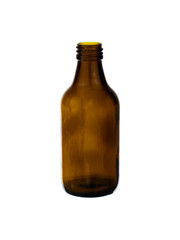 empty transparent black glass bottle isolated