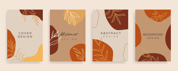 Social media banner template. Editable mockup for stories, post, blog, sale and  promotion. Abstract earth tone coloured shapes, line arts background design for personal, fashion and beauty blogger.