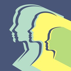 Silhouette of family faces. Mom, dad, baby.