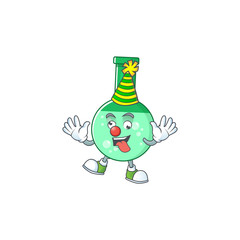 Amusing Clown green chemical bottle cartoon character mascot style