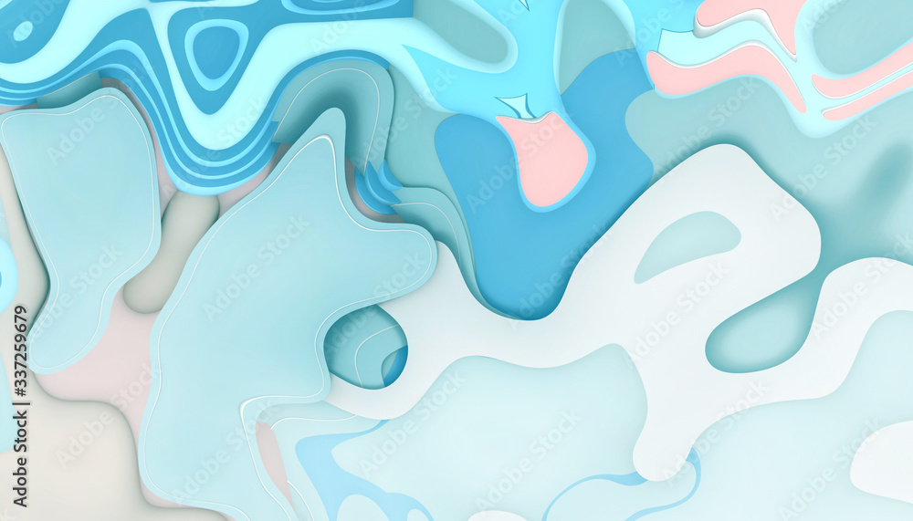 Poster abstract curves background blue waves and artistic curves.exotic and modern - 3d rendering