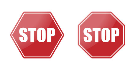 stop sign vector illustration. traffic signs in glossy style effect. warning icon in shiny red color.