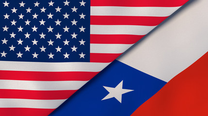 The flags of United States and Chile. News, reportage, business background. 3d illustration