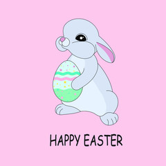happy easter. 
easter bunny with egg